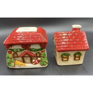 Vtg Christmas cozy homes salt and pepper shakers - 2 sets